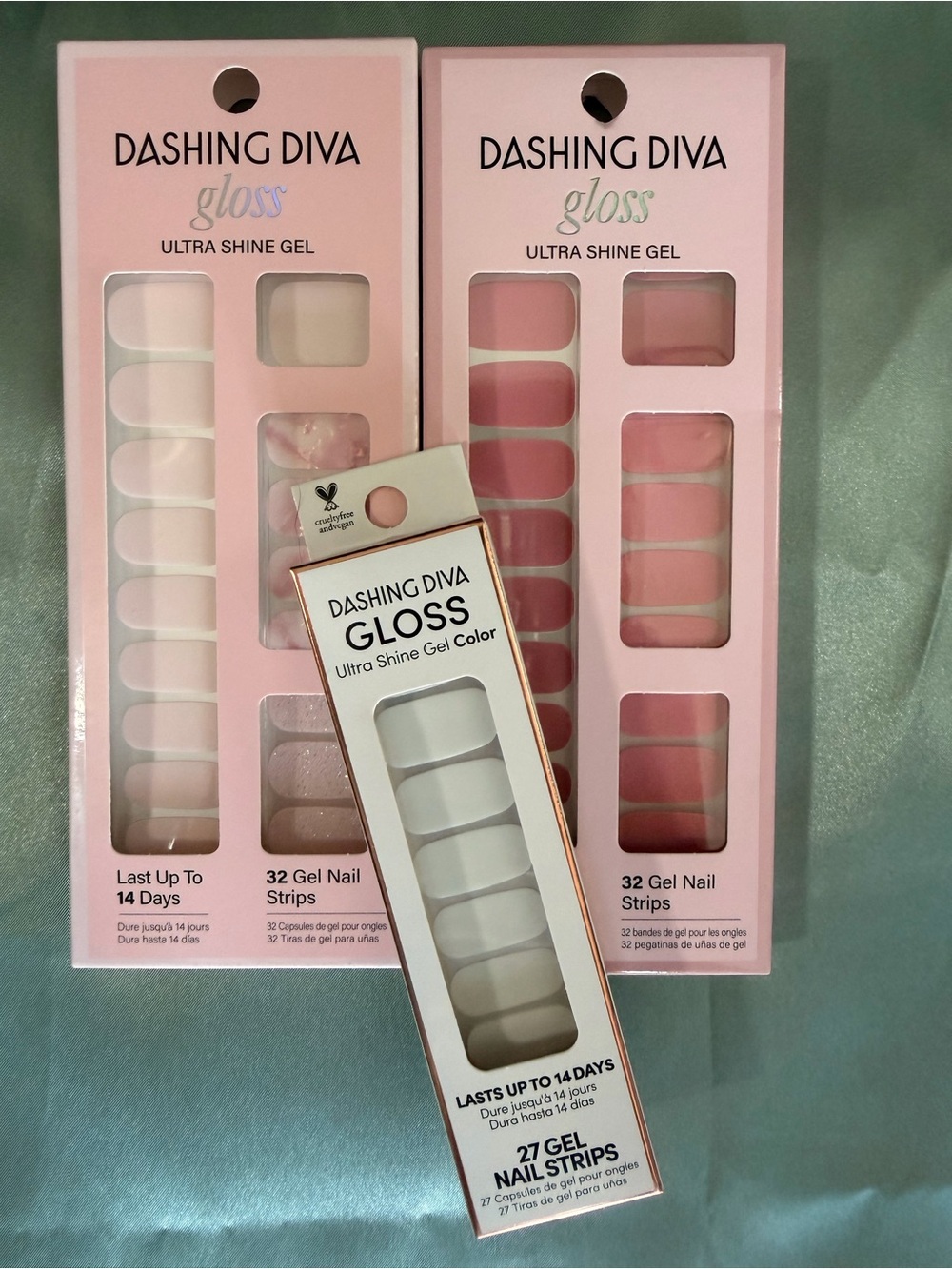 Dashing Diva Gloss Ultra Shine Gel Nail Strips — Pink & White NEW SEALED